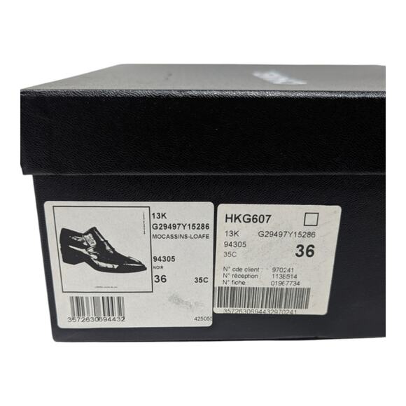 Chanel pointed toe loafers black leather chunky heel interlocking CC logo 36C - Picture 13 of 14